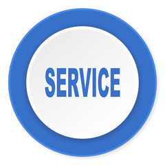 service blue circle 3d modern design flat icon on white background