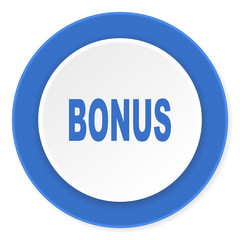 bonus blue circle 3d modern design flat icon on white background