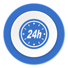 24h blue circle 3d modern design flat icon on white background