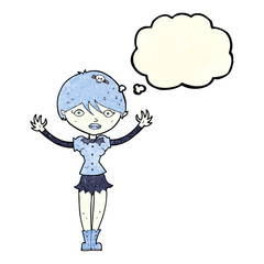 cartoon vampire girl with thought bubble