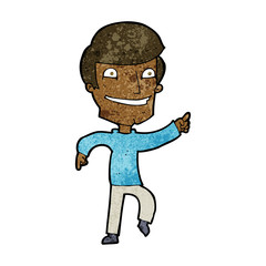 cartoon happy man pointing