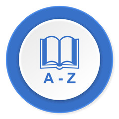 dictionary blue circle 3d modern design flat icon on white background