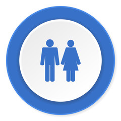 couple blue circle 3d modern design flat icon on white background