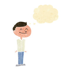cartoon smiling man with thought bubble