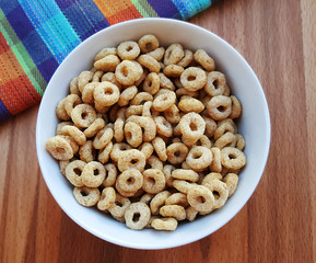 Cereal rings in bowl