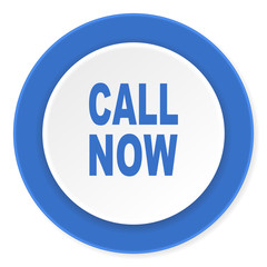 call now blue circle 3d modern design flat icon on white background