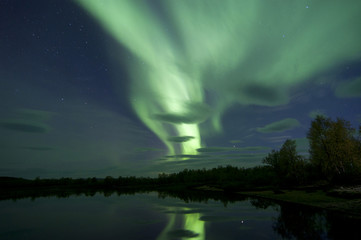 polar lights / An aurora is a natural light display in the sky, predominantly seen in the high...