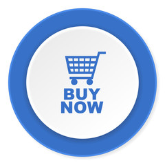 buy now blue circle 3d modern design flat icon on white background