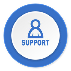 support blue circle 3d modern design flat icon on white background