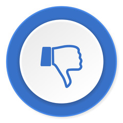 dislike blue circle 3d modern design flat icon on white background