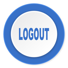 logout blue circle 3d modern design flat icon on white background
