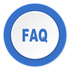 faq blue circle 3d modern design flat icon on white background
