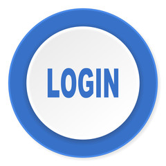 login blue circle 3d modern design flat icon on white background