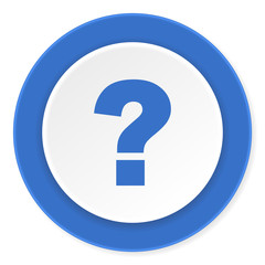 question mark blue circle 3d modern design flat icon on white background