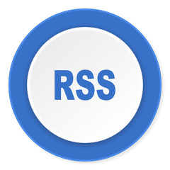rss blue circle 3d modern design flat icon on white background