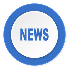 news blue circle 3d modern design flat icon on white background