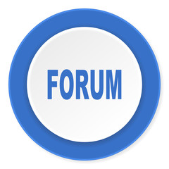 forum blue circle 3d modern design flat icon on white background