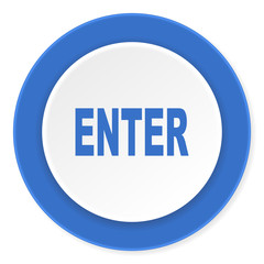enter blue circle 3d modern design flat icon on white background