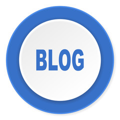 blog blue circle 3d modern design flat icon on white background