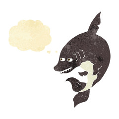 funny cartoon shark with thought bubble