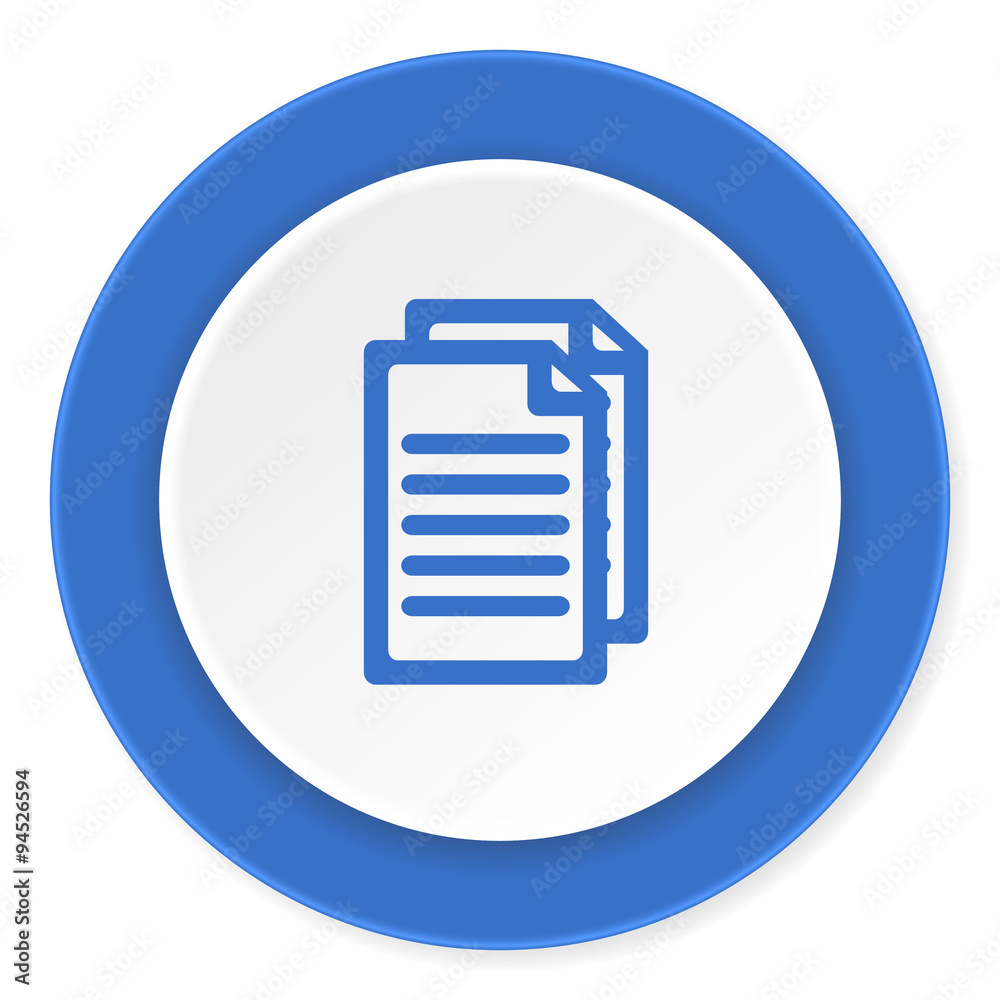 Poster document blue circle 3d modern design flat icon on white background