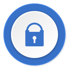 padlock blue circle 3d modern design flat icon on white background