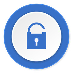 padlock blue circle 3d modern design flat icon on white background