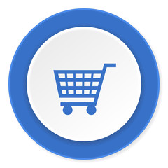 cart blue circle 3d modern design flat icon on white background