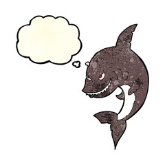 funny cartoon shark with thought bubble