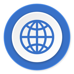 earth blue circle 3d modern design flat icon on white background