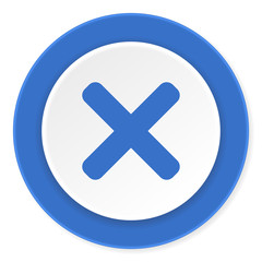 cancel blue circle 3d modern design flat icon on white background
