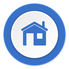 house blue circle 3d modern design flat icon on white background