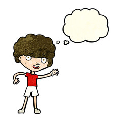 cartoon sporty person with thought bubble