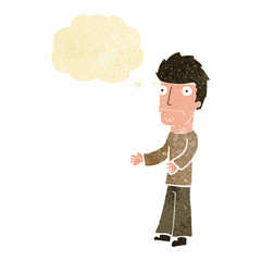 cartoon confused man with thought bubble