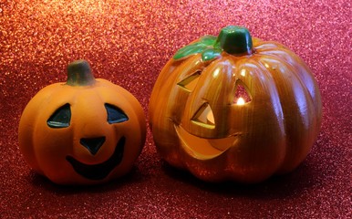 two jack o lantern symbols of Halloween