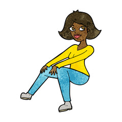 cartoon happy woman sitting