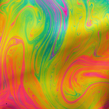 Psychedelic abstract formed by light reflecting off a soap bubble