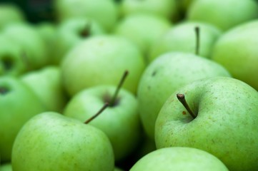 Heap of fresh green Granny Smith apples. Background image