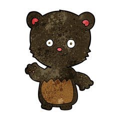 cartoon little black bear waving