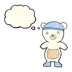 cartoon cute polar bear with thought bubble