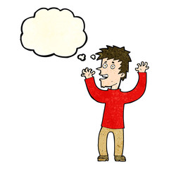 cartoon excited man with thought bubble