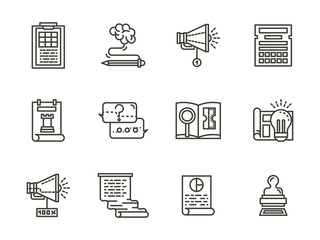 SMM flat line icons collection
