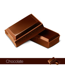Two bars of chocolate isolated on white background.