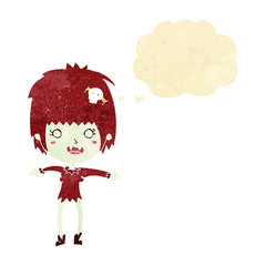 cartoon vampire girl with thought bubble