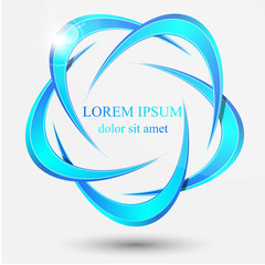 Abstract blue sphere swirl logo. 