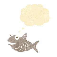 cartoon happy fish with thought bubble