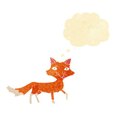 cartoon little fox with thought bubble