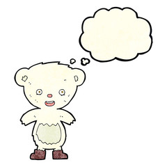 cartoon polar bear cub with thought bubble