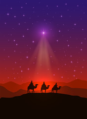 Christmas star and three wise men