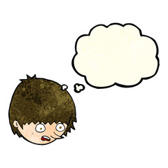 cartoon stressed face with thought bubble
